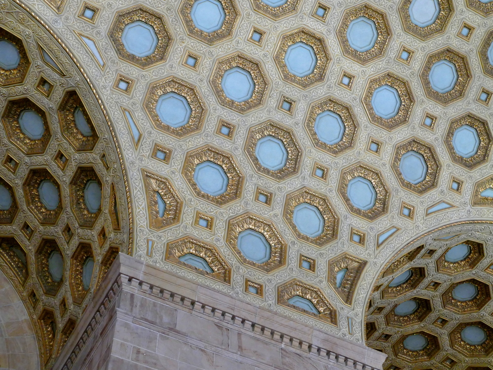 The spectacular coffered ceiling at Commerce Court near King and Yonge