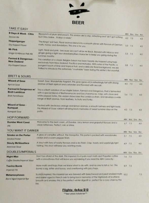 A menu of 13 beers