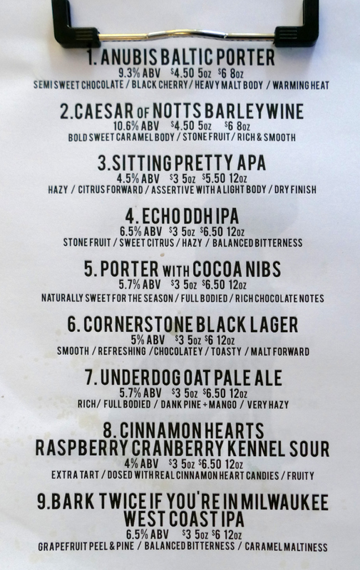 a list of the very good beers available at Black Lab.