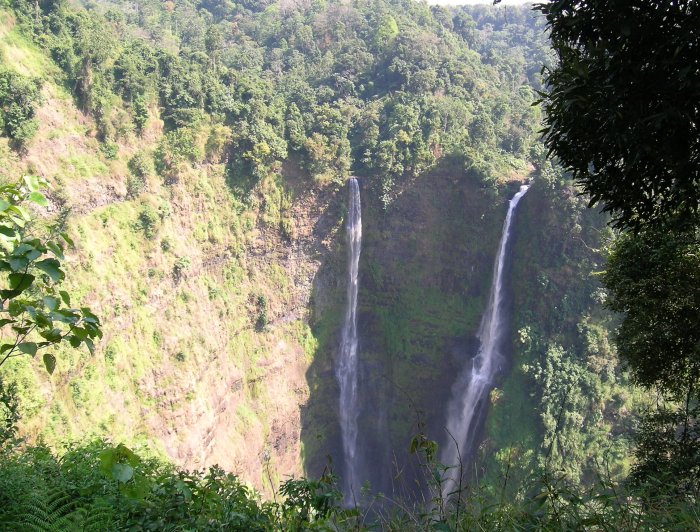 Two narrow 100 metre tall waterfalls.