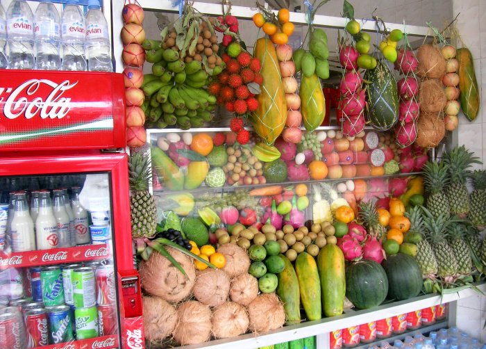 An incredible selection of fruit ready to make shakes for you at the White Rose