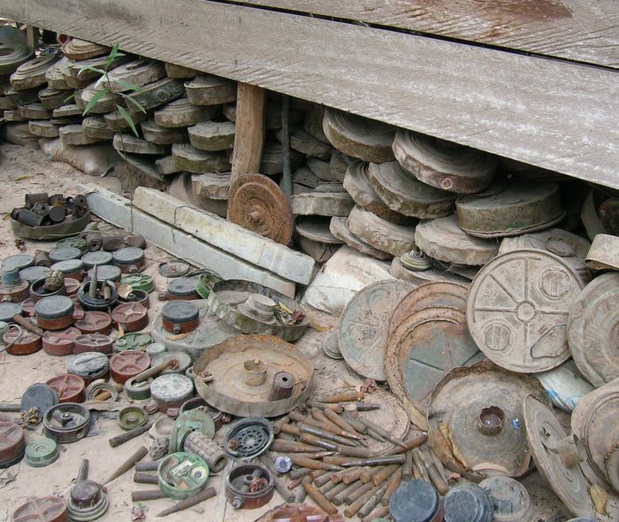Heaps of UXO at the Landmine Museum